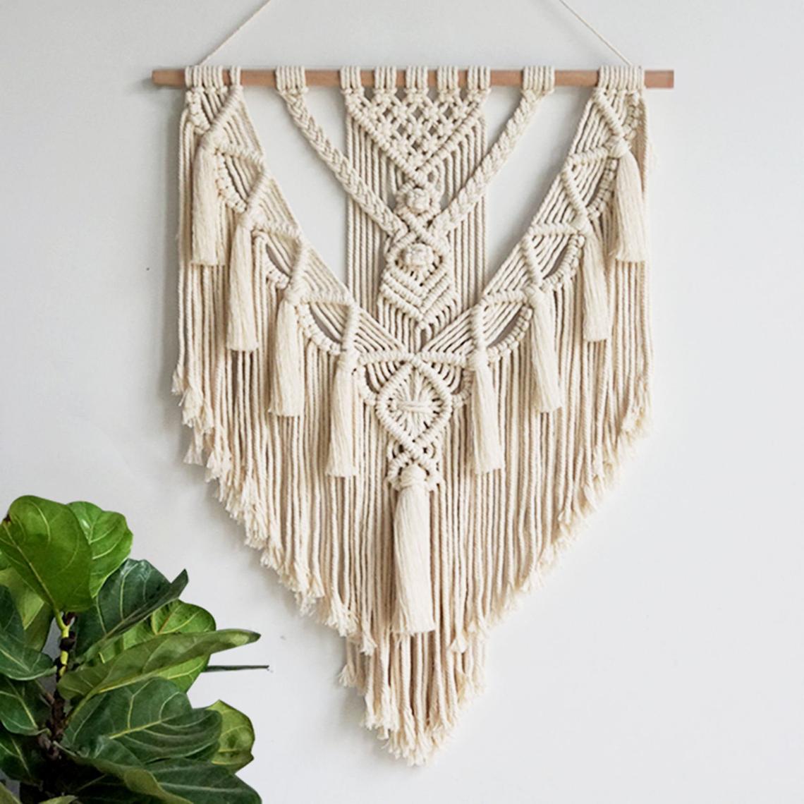 Boho Macrame Wall Hanging – Handwoven Cotton Tapestry