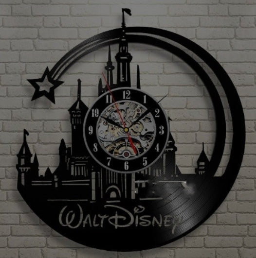 Earphone style vinyl record wall clock