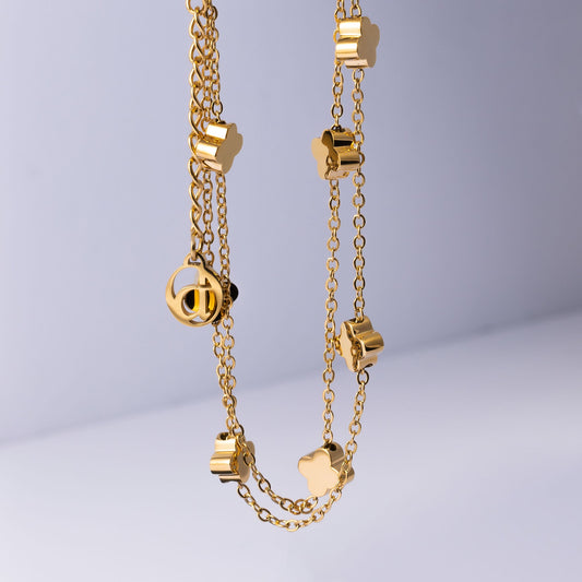 Double clover chain bracelet gold