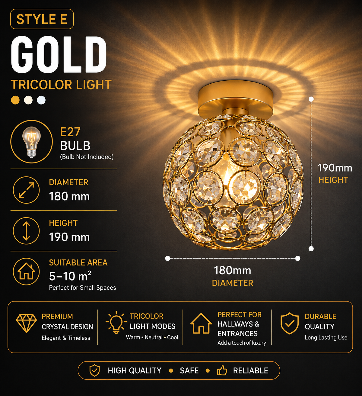Creative Personalized Crystal Ceiling Light Hallway Light Balcony Flush Mount Light