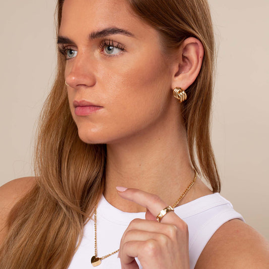 Twist stud earring gold