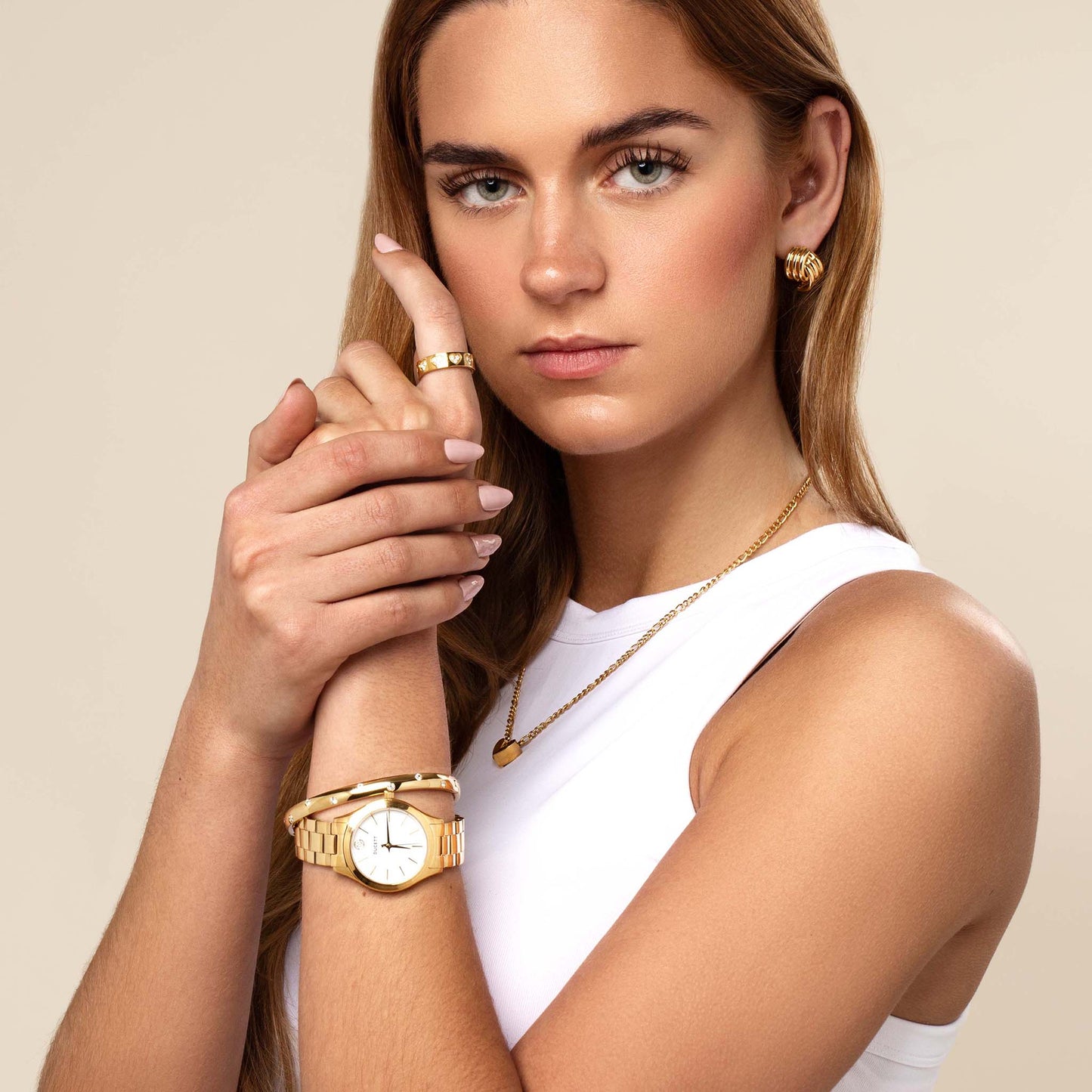 Zirconia heart ring gold