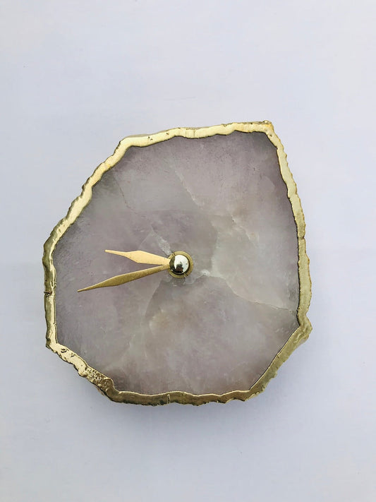 Rose Quartz Agate Desk/wall Clock/Personalised Momento