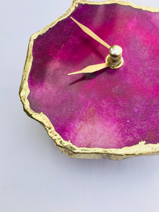Magenta Agate Aventurine Wall/Desk Clock/Personalised Momento