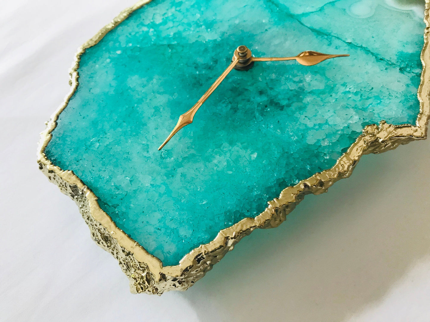 Aqua Agate Large Wall Clock/Desk Clock/Personalised Momento