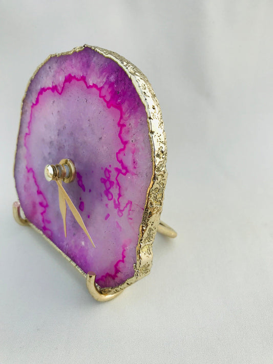 Pink Agate Desk/Wall Clock/Personalised Momento