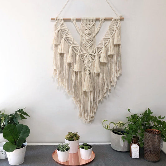 Boho Macrame Wall Hanging – Handwoven Cotton Tapestry