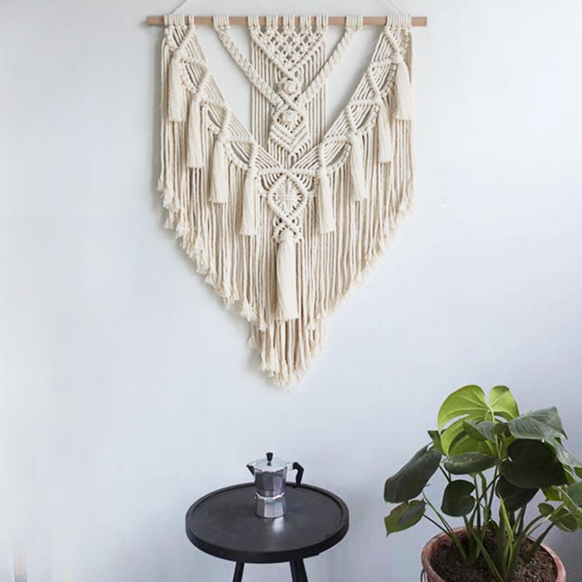 Boho Macrame Wall Hanging – Handwoven Cotton Tapestry