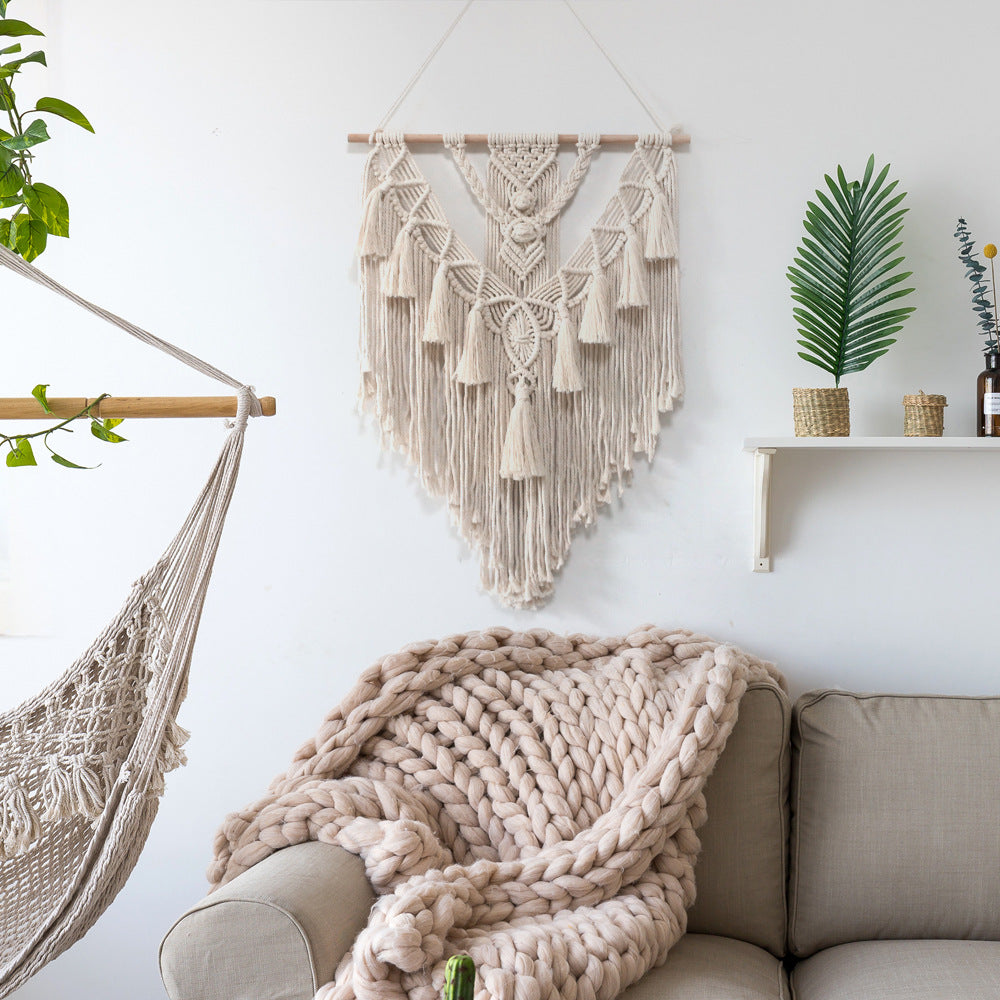Boho Macrame Wall Hanging – Handwoven Cotton Tapestry