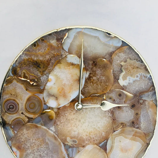Large Brown Agate Wall Clock/Personalised Momento