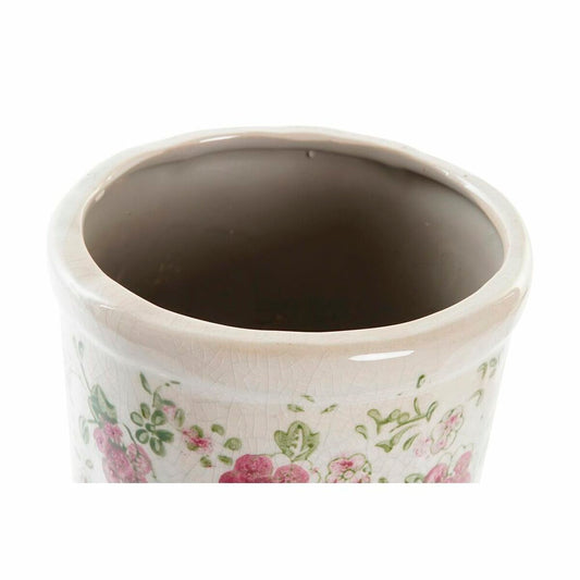 Vase DKD Home Decor White Green Maroon Stoneware Shabby Chic (14 x 14 x 25 cm)