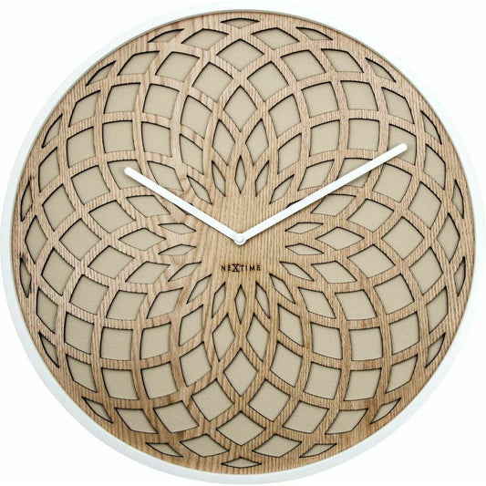 Wall Clock Nextime 3149BE 50 cm Wooden Large White | Modern Decoration | Nova Decor
