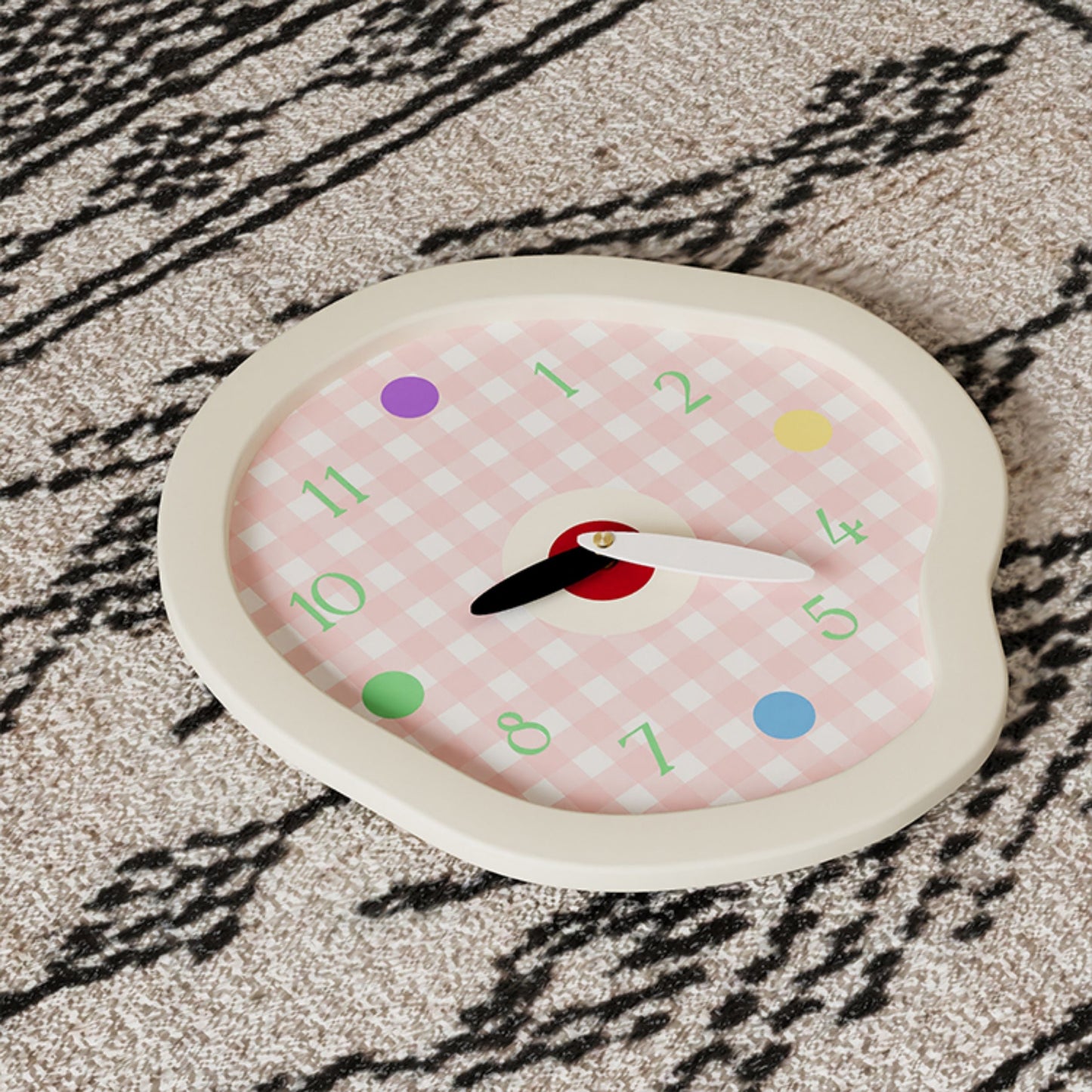 Creamy Gingham Wall Clock