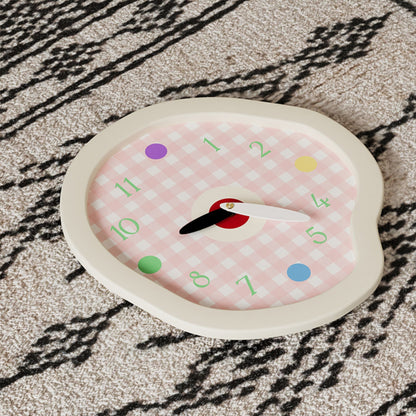 Creamy Gingham Wall Clock