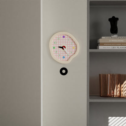 Creamy Gingham Wall Clock
