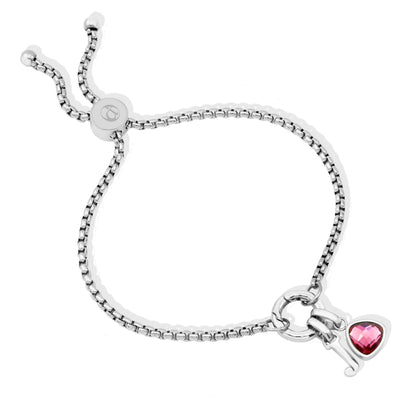 Adjustable Letter & birthstone bracelet silver