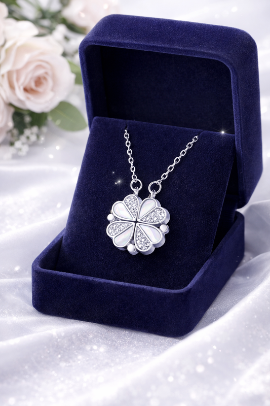 Lucky Clover Necklace – Four Leaf Zirconia Pendant Gift for Her