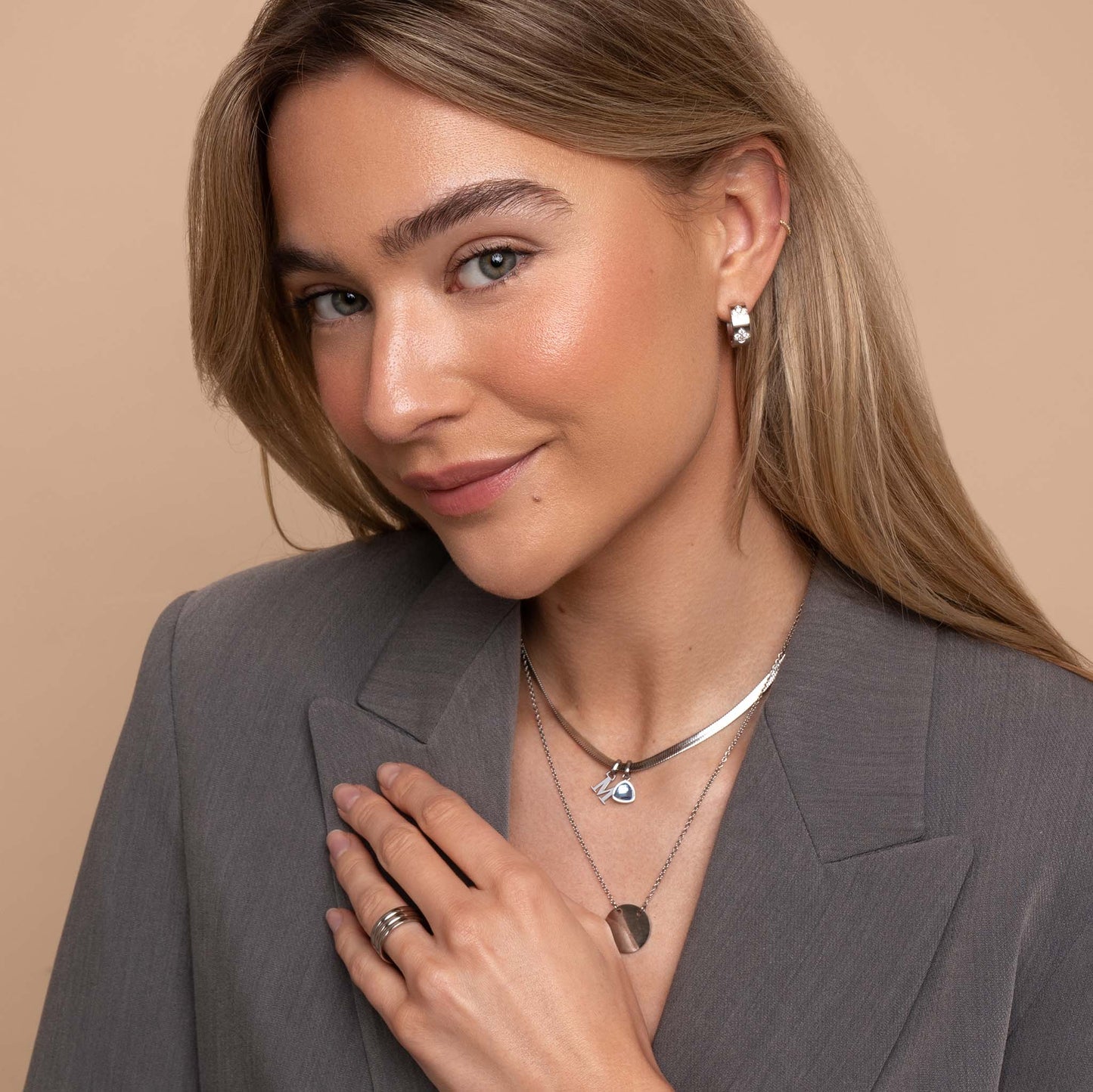 Clover stones earring silver