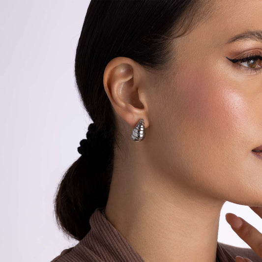 Curled drop earrings silver