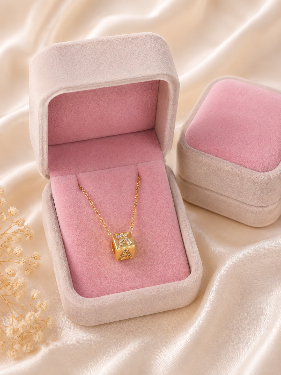 Initial Letter Crystal Necklace — Zircon Alphabet Pendant | A to Z