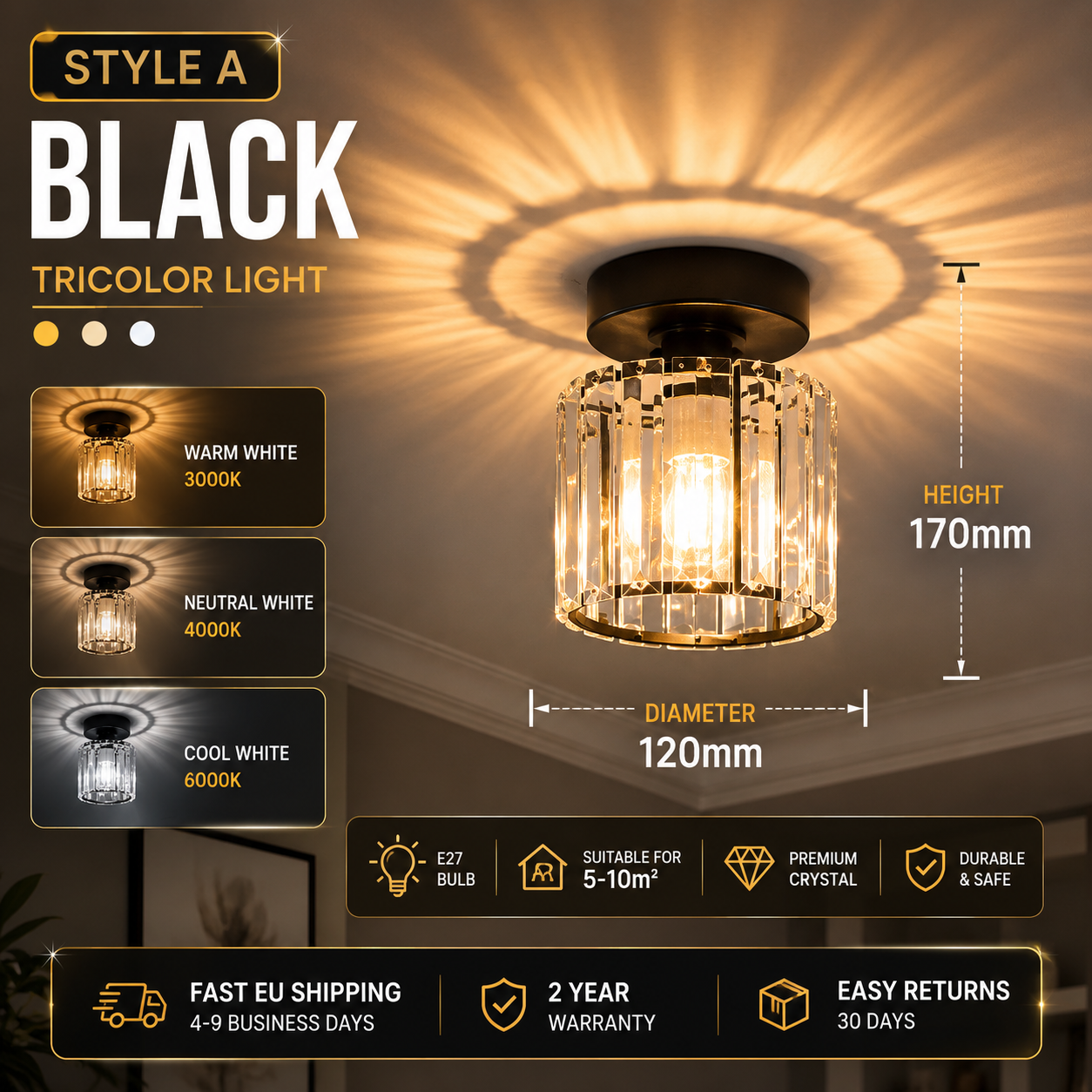 Creative Personalized Crystal Ceiling Light Hallway Light Balcony Flush Mount Light