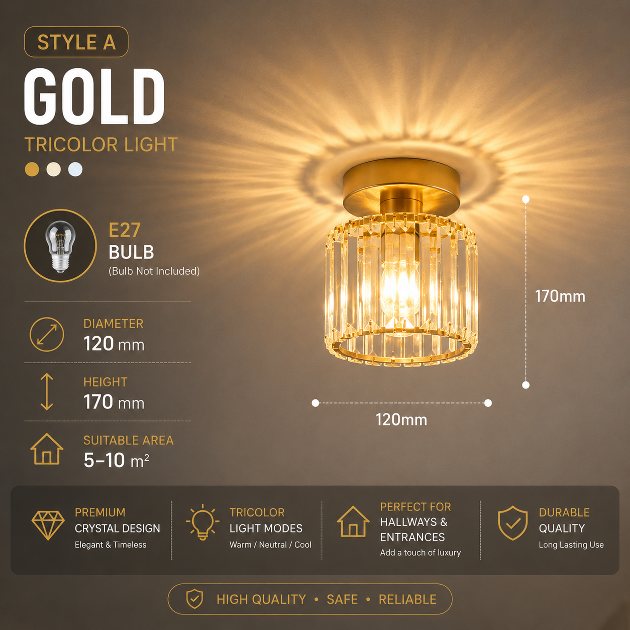 Creative Personalized Crystal Ceiling Light Hallway Light Balcony Flush Mount Light