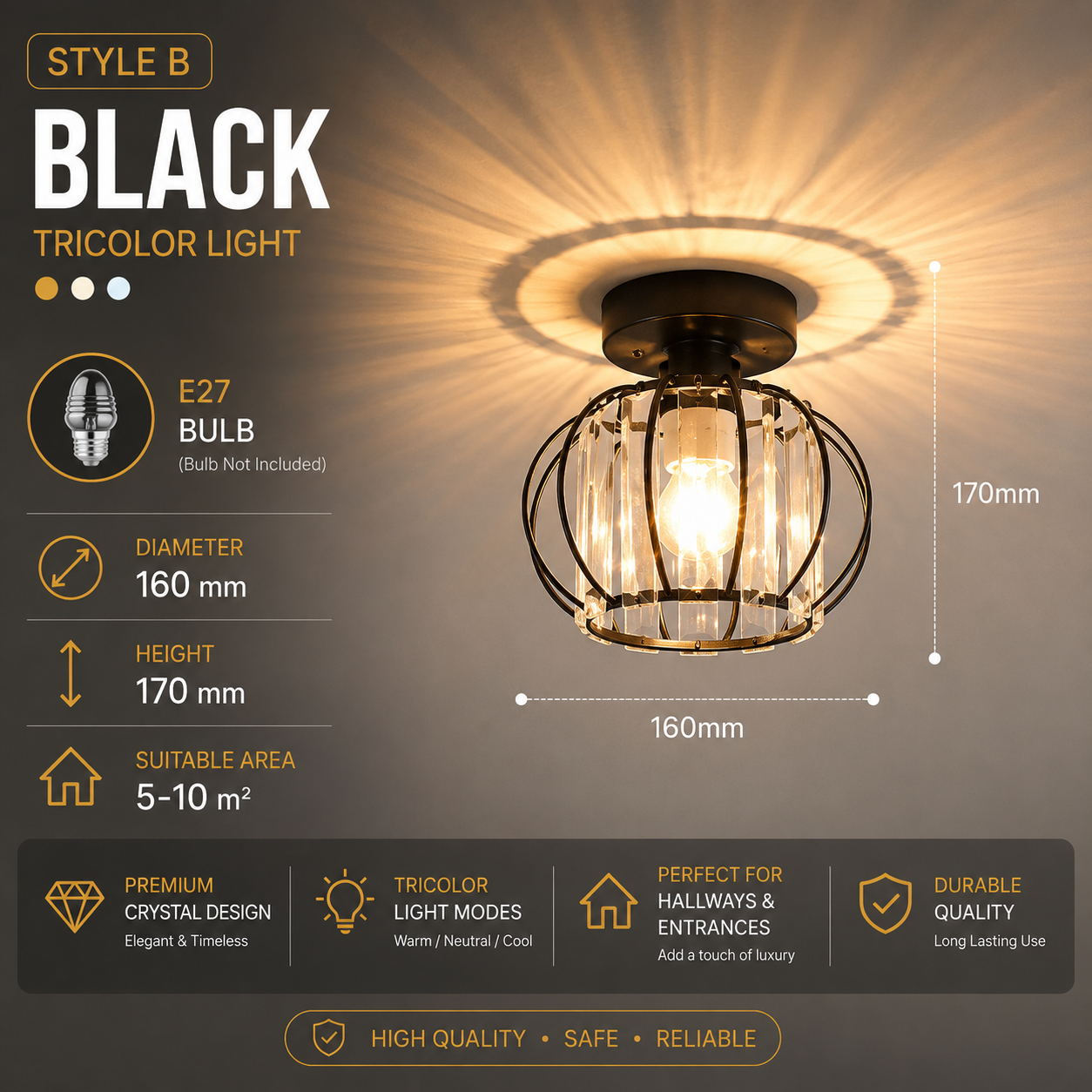 Creative Personalized Crystal Ceiling Light Hallway Light Balcony Flush Mount Light