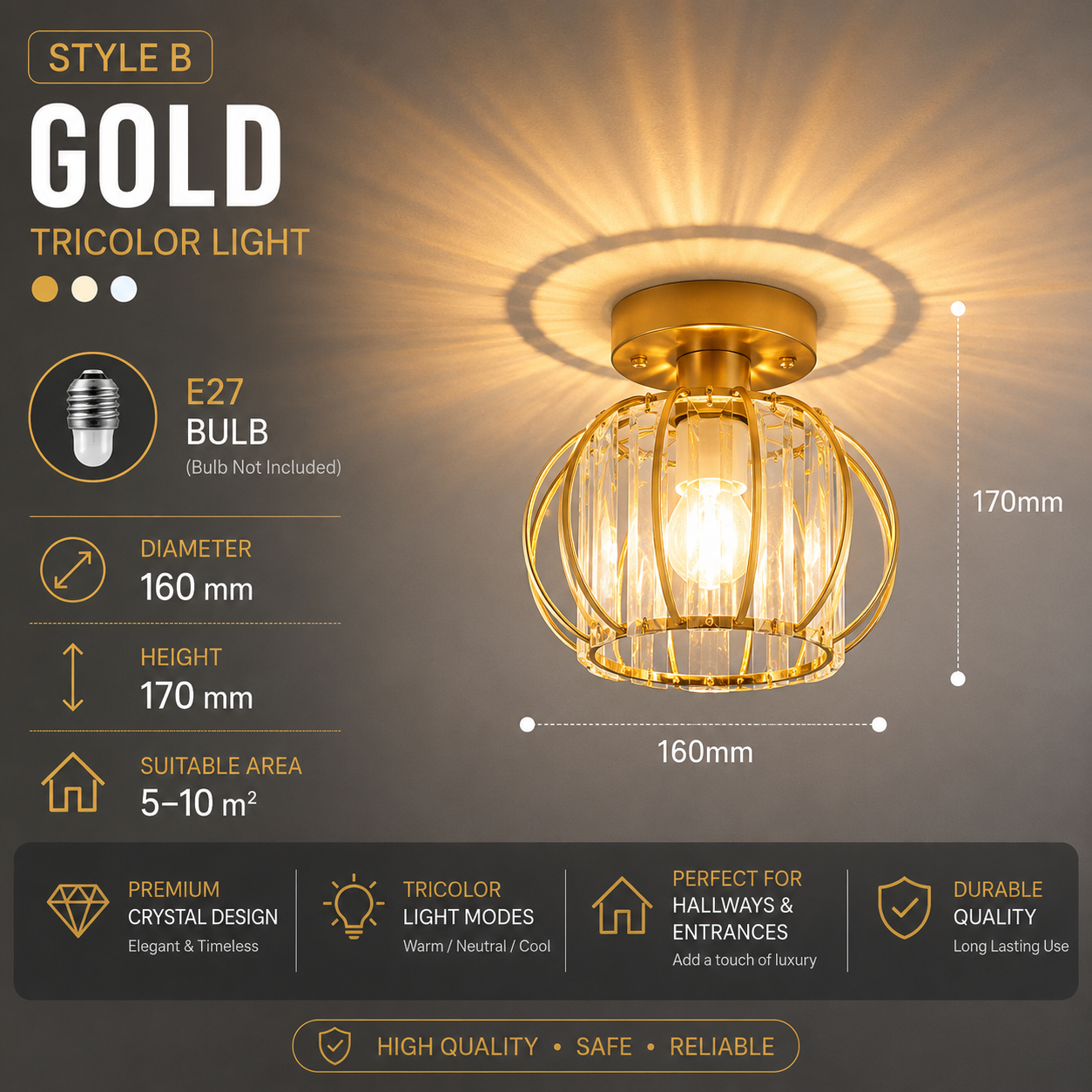 Creative Personalized Crystal Ceiling Light Hallway Light Balcony Flush Mount Light