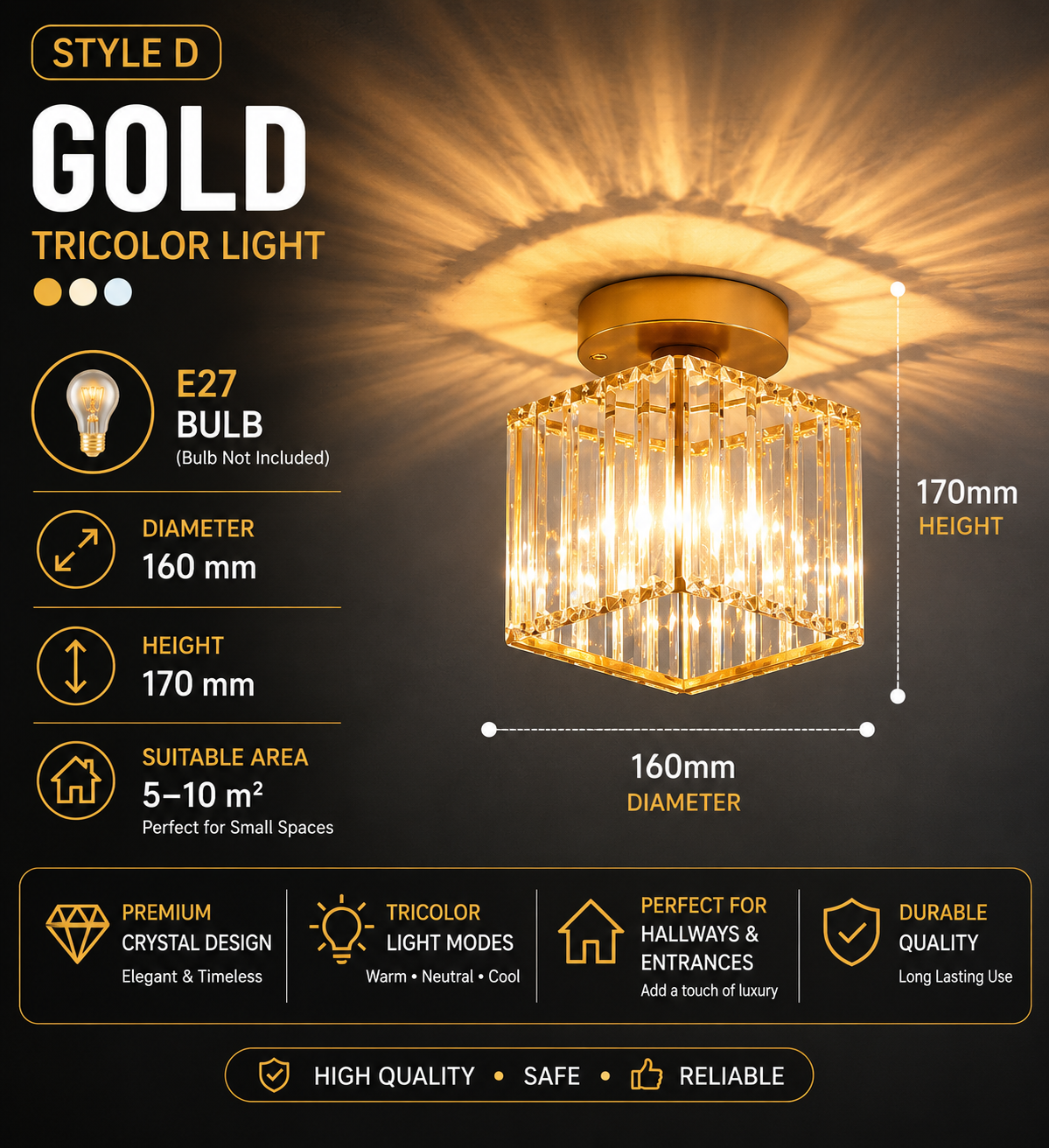 Creative Personalized Crystal Ceiling Light Hallway Light Balcony Flush Mount Light