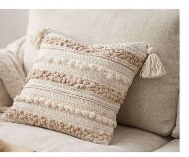 Boho Decorative Pillow Cover – Textured Neutral Style