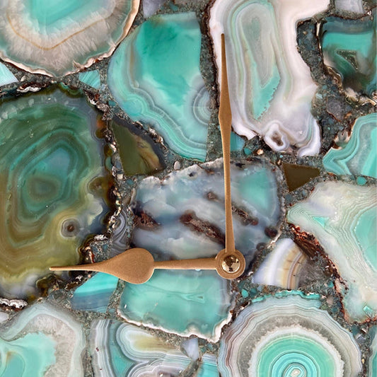 Large Green Agate Wall Clock/Personalised Momento/10"x15"