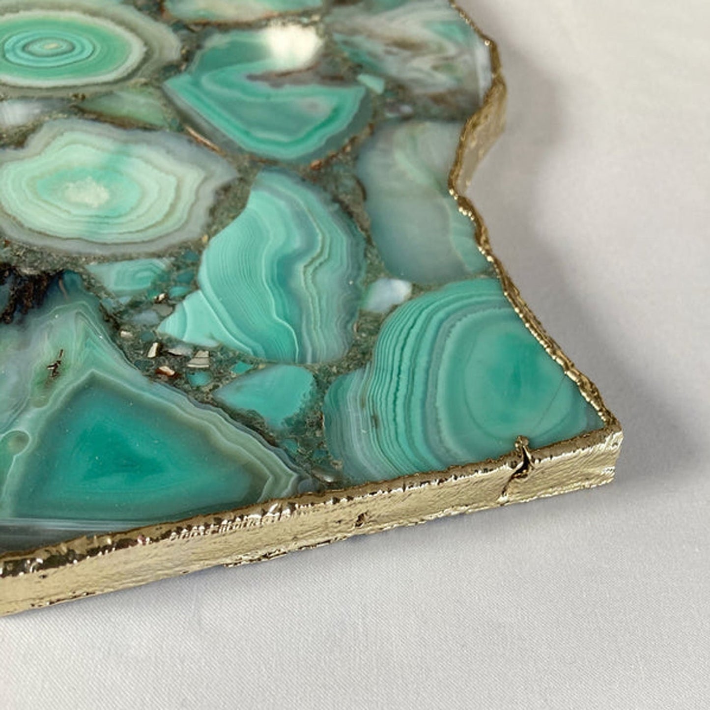 Large Green Agate Wall Clock/Personalised Momento/10"x15"