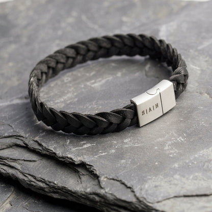 Braided initial leather