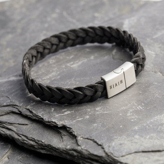 Braided initial leather