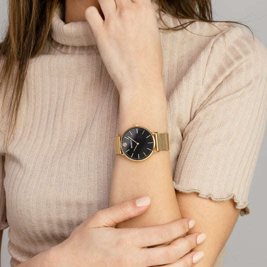 Black mesh + Mesh bracelet luxe gold