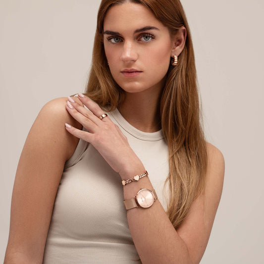 Wave earring rosé gold