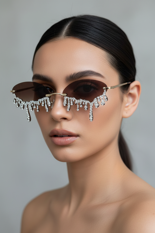 Close-up Retro Sunglasses on Model