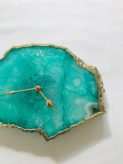 Aqua Agate Large  Wall Clock/Desk Clock/Personalised Momento