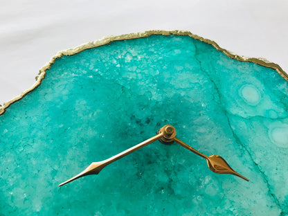 Aqua Agate Large  Wall Clock/Desk Clock/Personalised Momento