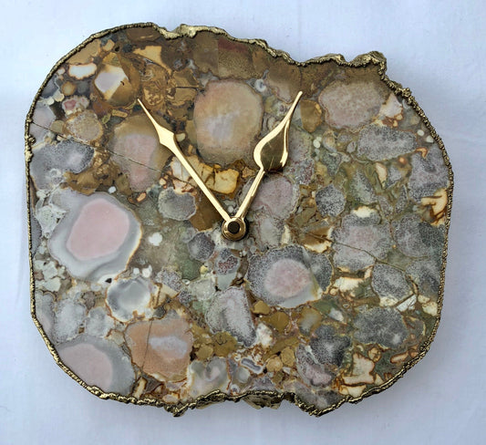 Conglomerate Quartz Large Wall/Desk Clock/Personalised Momento