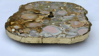 Conglomerate Quartz Large Wall/Desk Clock/Personalised Momento