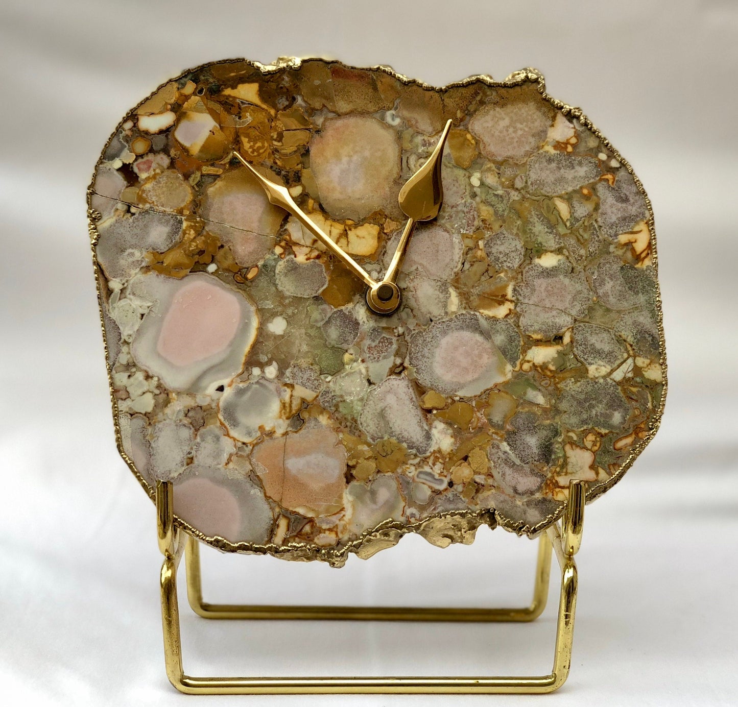 Conglomerate Quartz Large Wall/Desk Clock/Personalised Momento