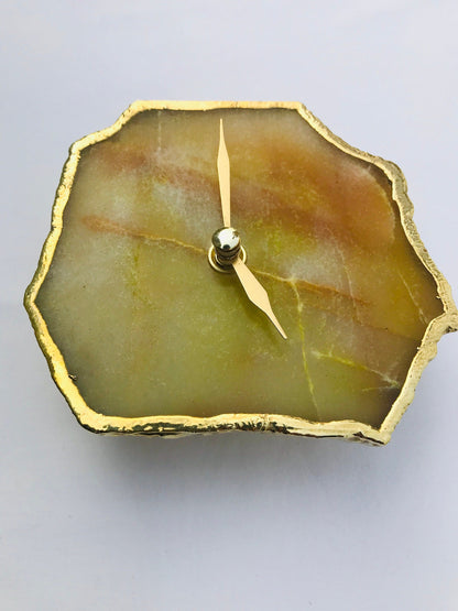 Mustard Agate Aventurine Desk/Wall Clock/Personalised Momento