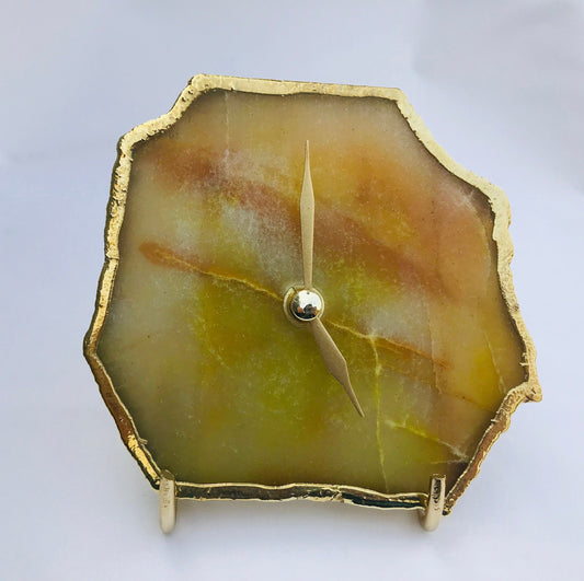 Mustard Agate Aventurine Desk/Wall Clock/Personalised Momento
