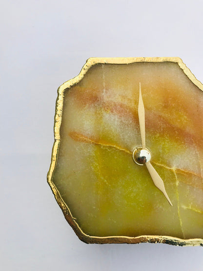 Mustard Agate Aventurine Desk/Wall Clock/Personalised Momento
