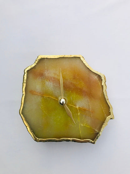 Mustard Agate Aventurine Desk/Wall Clock/Personalised Momento