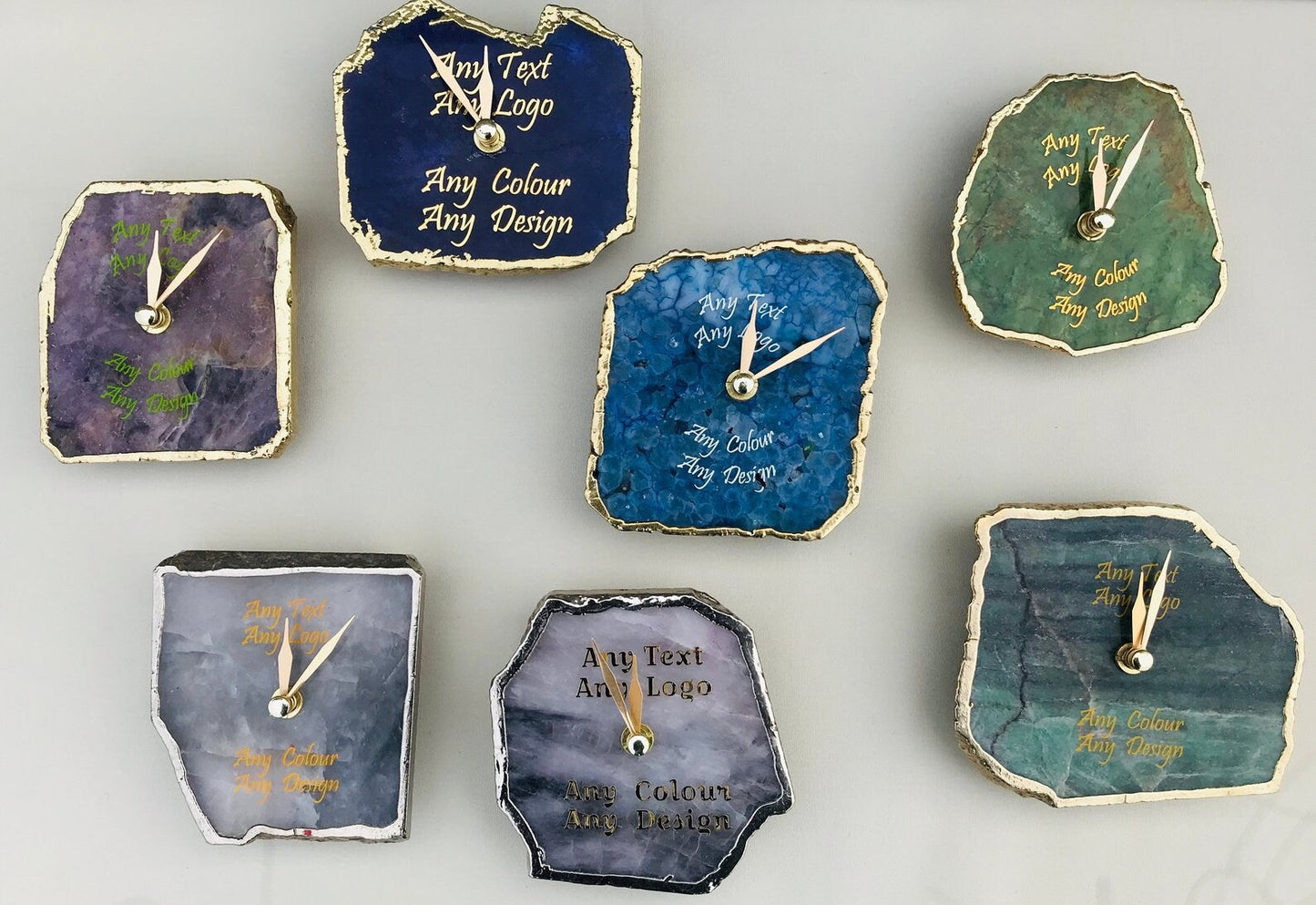 White Agate Desk/Wall Clock/Personalised Momento