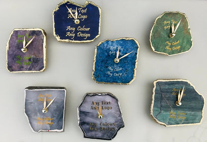 White Agate Desk/Wall Clock/Personalised Momento