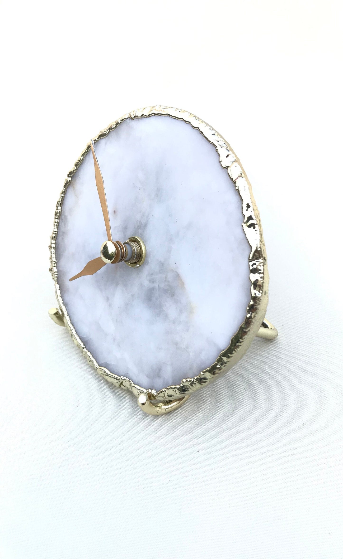 White Agate Desk/Wall Clock/Personalised Momento