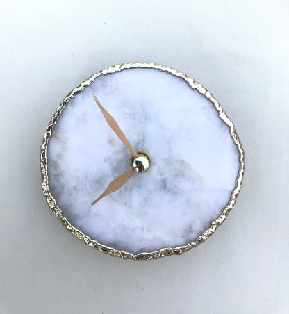 White Agate Desk/Wall Clock/Personalised Momento